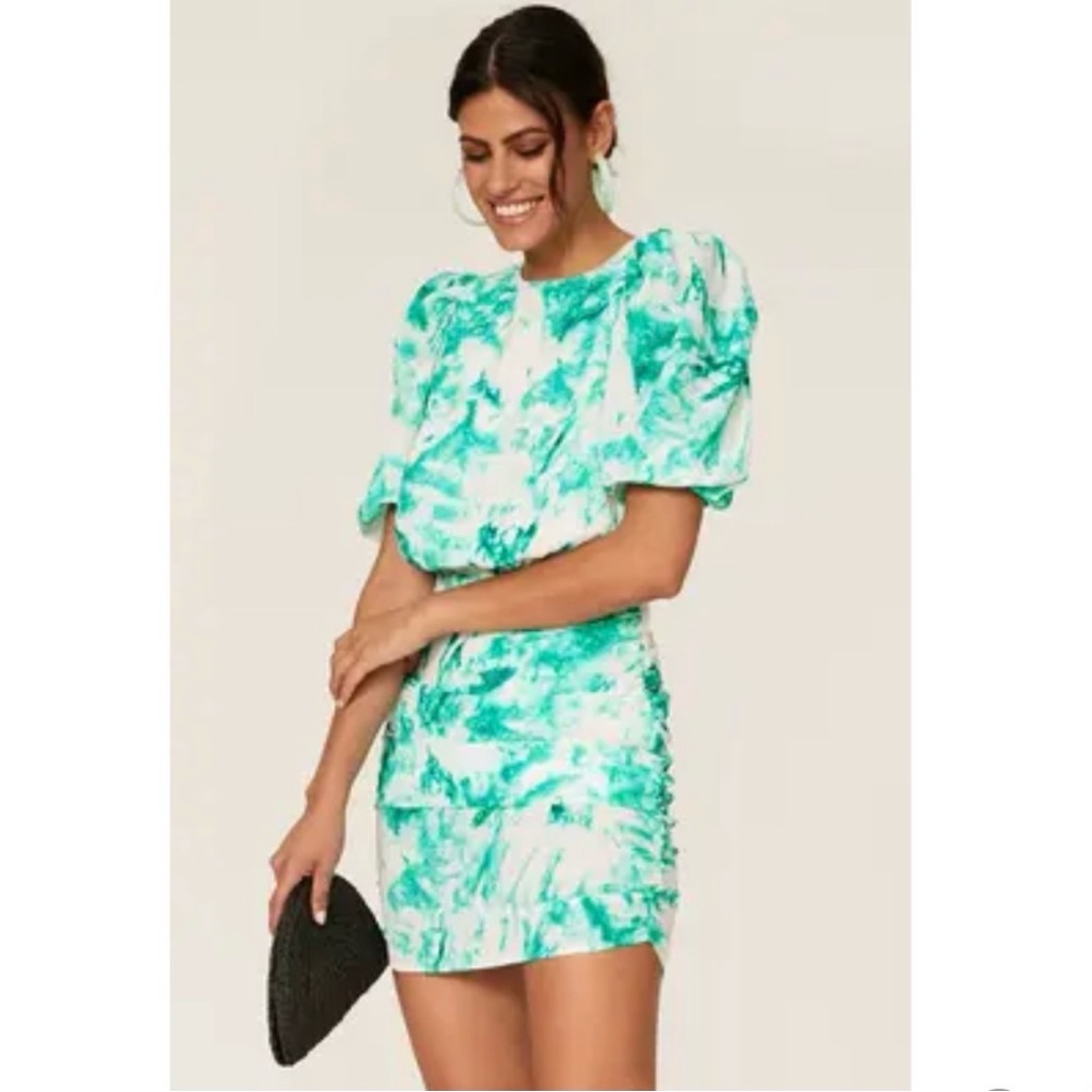 Afrm Rilo Tie Dye Mini Ruched Dress Size M